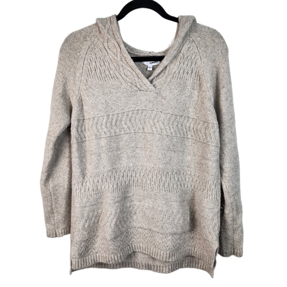 Sonoma Cream Cable Knit Hoodie Sweater Pullover Sweatshirt Super Soft - Picture 1 of 4